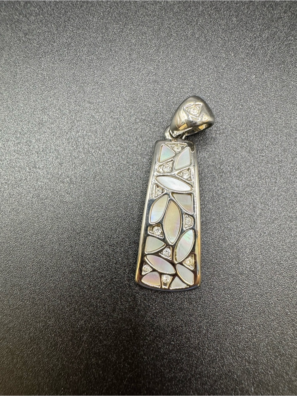Lia Sophia Wonderland Pendant Silvertone Mother of Pearl Clear Rhinestones